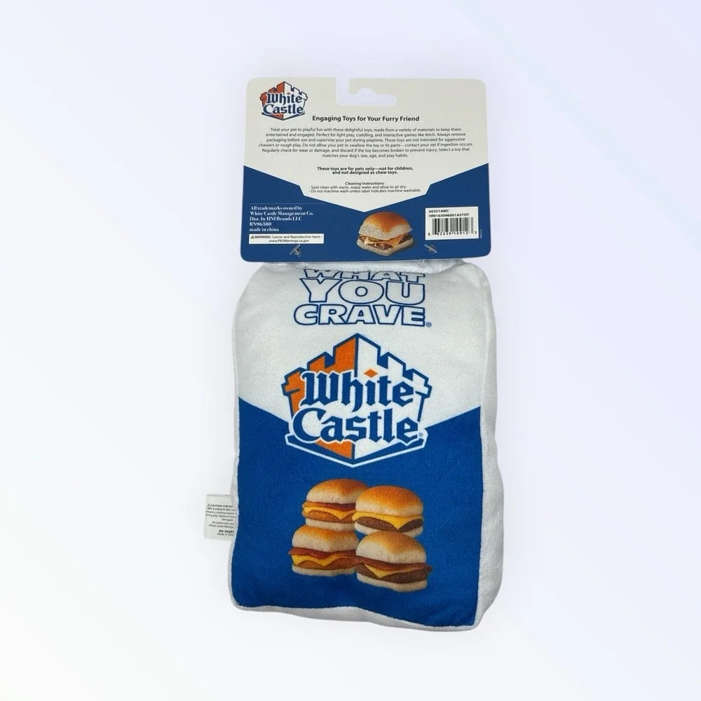 WHITE CASTLE Burgers Sliders PLUSH DOG TOY New w/ Tags Hamburger Cheeseburger